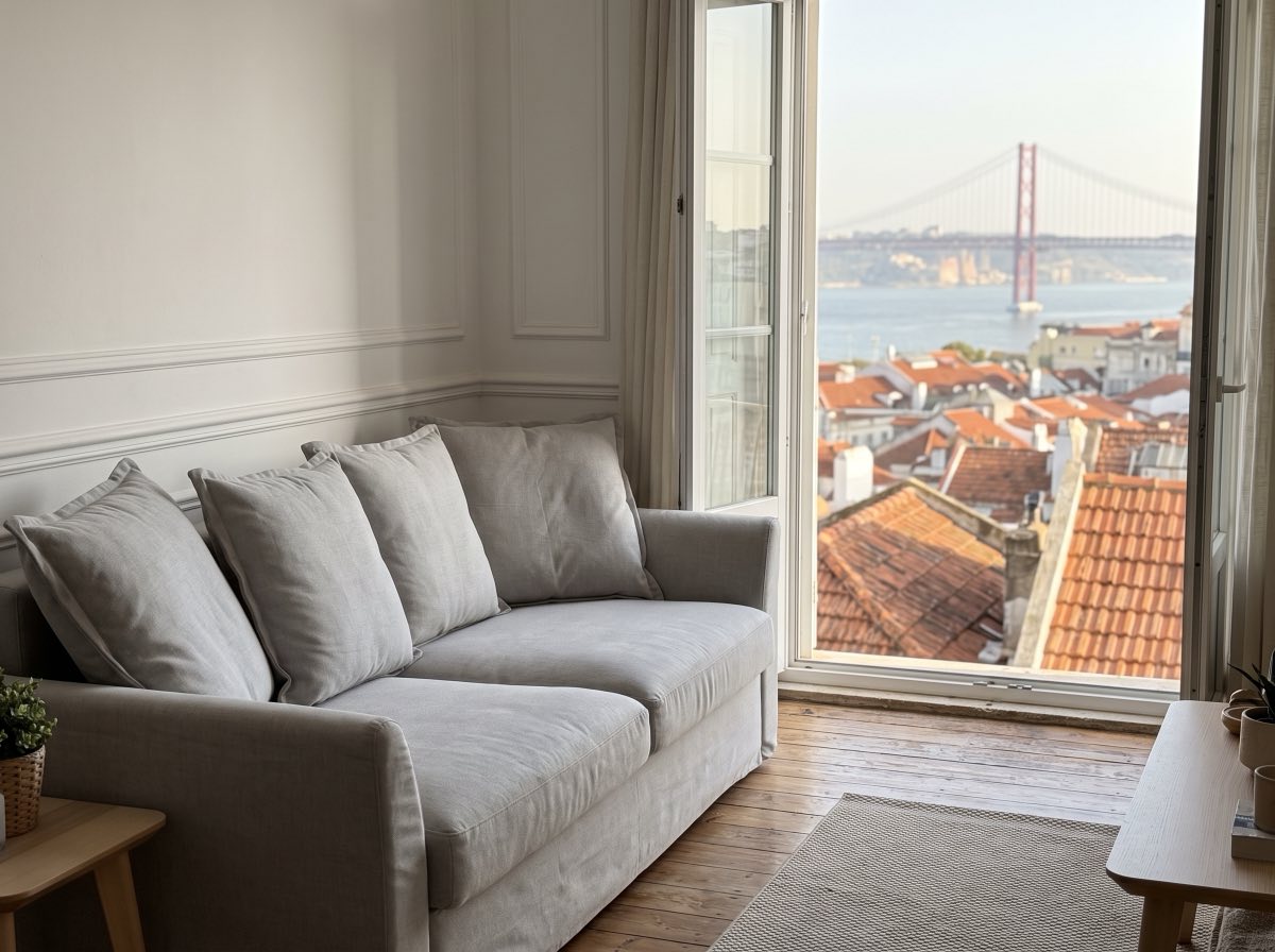 Sofá limpo numa casa em Odivelas